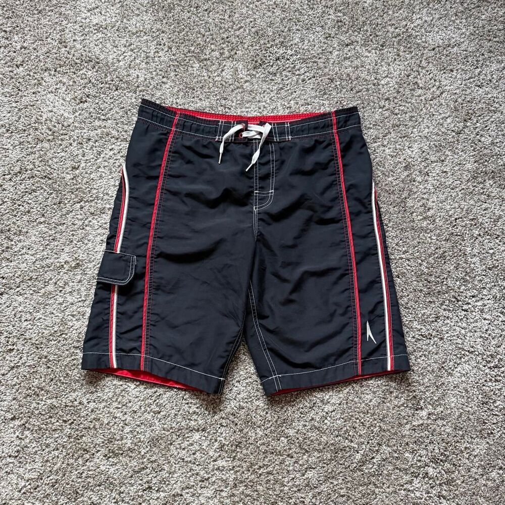 Speedo Men's Black and Red Shorts